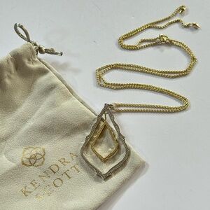 Kendra Scott Simon Silver Gold Dual Tone Adjustable Pendant Necklace